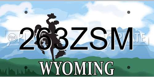 263ZSM Wyoming License Plate
