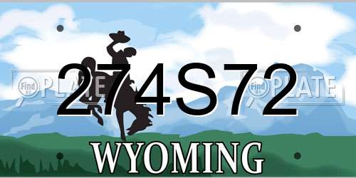 274S72 Wyoming License Plate