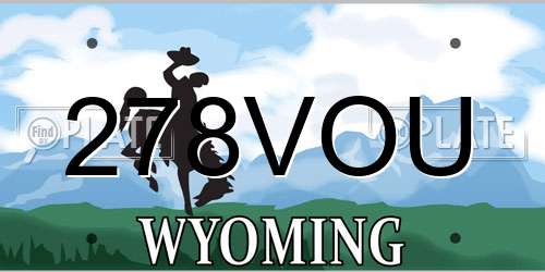 278VOU Wyoming License Plate