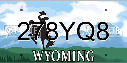 278YQ8 Wyoming License Plate