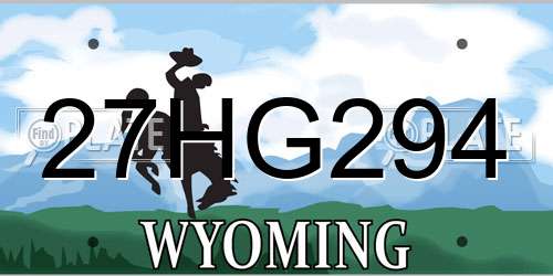 27HG294 Wyoming License Plate