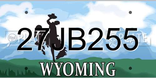 27JB255 Wyoming License Plate