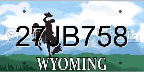 27JB758 Wyoming License Plate