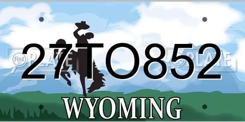 27TO852 Wyoming License Plate