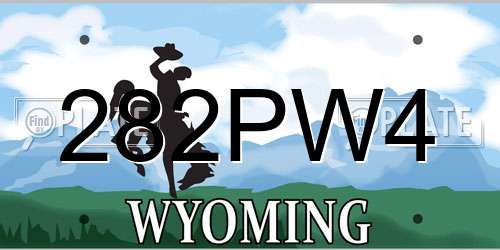 282PW4 Wyoming License Plate
