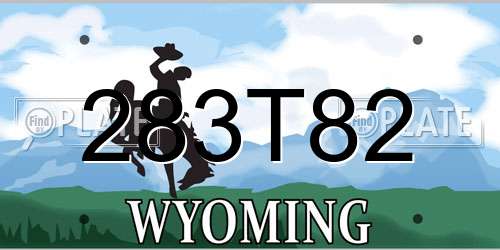 283T82 Wyoming License Plate