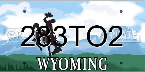 283TO2 Wyoming License Plate