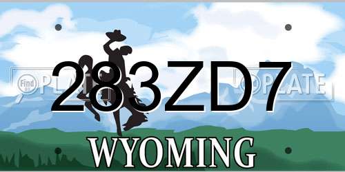 283ZD7 Wyoming License Plate