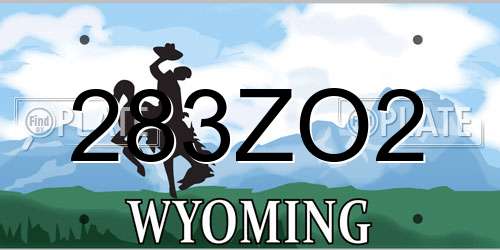 283ZO2 Wyoming License Plate