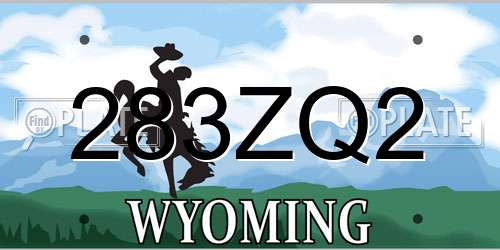 283ZQ2 Wyoming License Plate