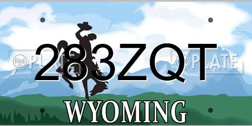 283ZQT Wyoming License Plate