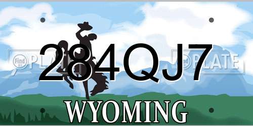 284QJ7 Wyoming License Plate
