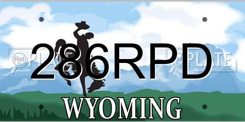 286RPD Wyoming License Plate