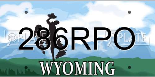 286RPO Wyoming License Plate
