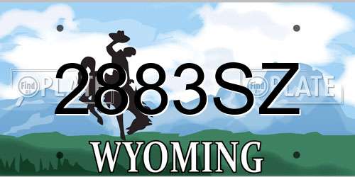 2883SZ Wyoming License Plate