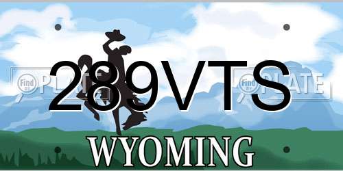 289VTS Wyoming License Plate
