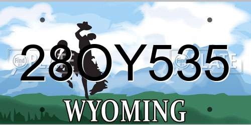 28OY535 Wyoming License Plate
