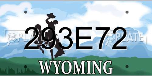 293E72 Wyoming License Plate