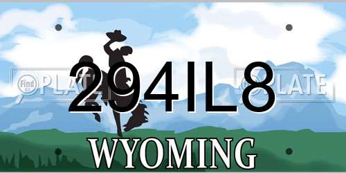 294IL8 Wyoming License Plate