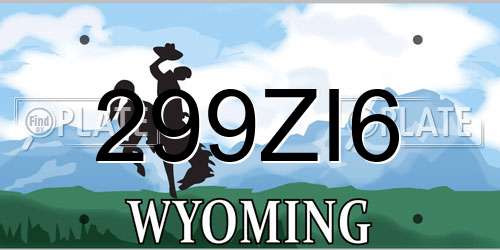 299ZI6 Wyoming License Plate
