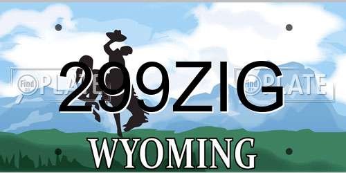 299ZIG Wyoming License Plate
