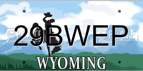 29BWEP Wyoming License Plate