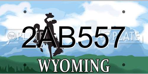 2AB557 Wyoming License Plate
