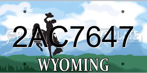 2AC7647 Wyoming License Plate