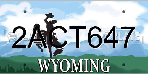 2ACT647 Wyoming License Plate