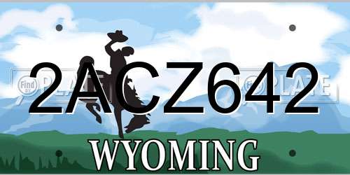 2ACZ642 Wyoming License Plate