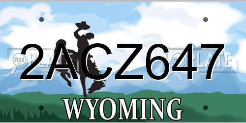2ACZ647 Wyoming License Plate