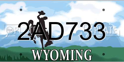 2AD733 Wyoming License Plate