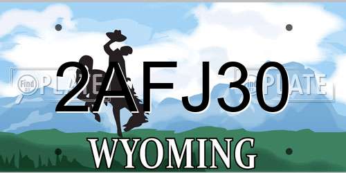 2AFJ30 Wyoming License Plate