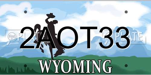 2AOT33 Wyoming License Plate