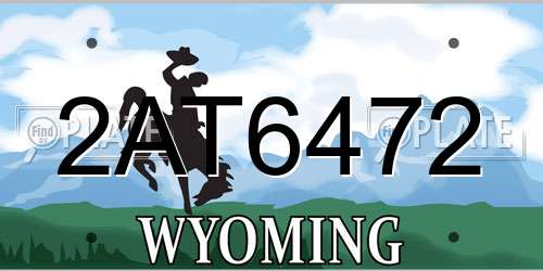 2AT6472 Wyoming License Plate