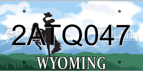 2ATQ047 Wyoming License Plate