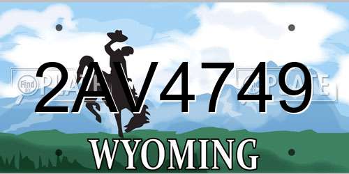 2AV4749 Wyoming License Plate