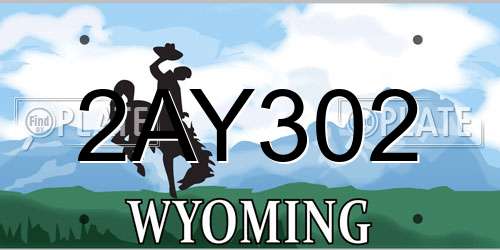 2AY302 Wyoming License Plate