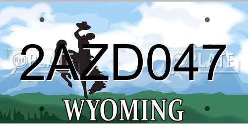 2AZD047 Wyoming License Plate