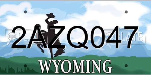 2AZQ047 Wyoming License Plate