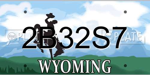 2B32S7 Wyoming License Plate