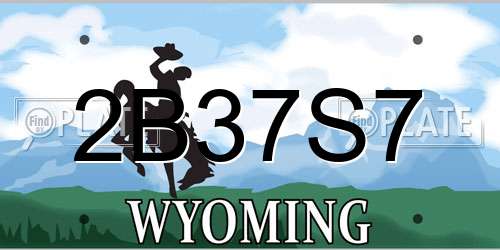 2B37S7 Wyoming License Plate