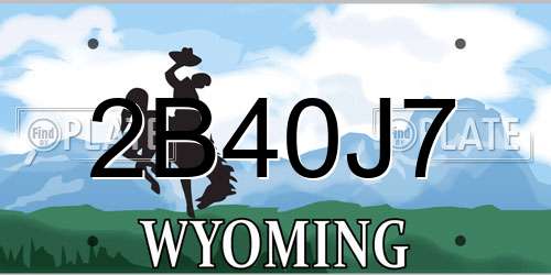 2B40J7 Wyoming License Plate
