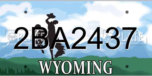 2BA2437 Wyoming License Plate