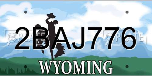 2BAJ776 Wyoming License Plate