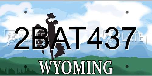 2BAT437 Wyoming License Plate