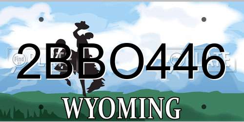 2BBO446 Wyoming License Plate