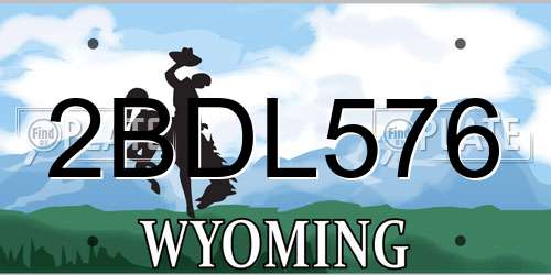 2BDL576 Wyoming License Plate