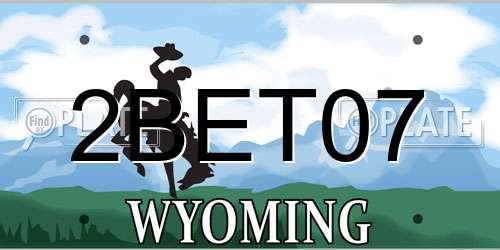 2BET07 Wyoming License Plate