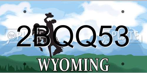 2BQQ53 Wyoming License Plate